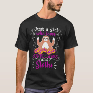 Grappig meisje dat slakken en zonnebloemen liefheb t-shirt