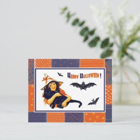 Grappig Meisje Halloween Briefkaart (Staand voorkant)