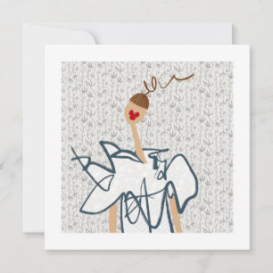 Grappig Meisje Schattig Mode Illustratie Kunstkaar Kaart