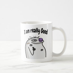 Grappig Meme Personage – Koele Uitdrukking Sticker Koffiemok
