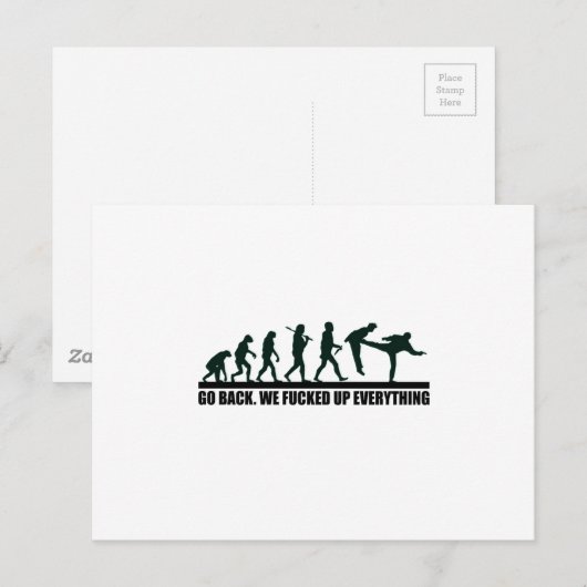 Grappig Menselijke Evolutie Grafisch Ontwerp Briefkaart (Voorkant / Achterkant)