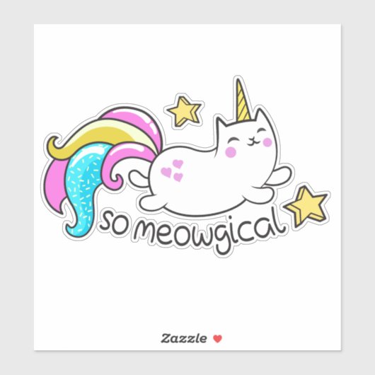 Grappig meowlogical eenhoorn kat sticker (Vel)