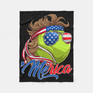 Grappig Merica Tennis Ll En Usa Vlag Sungles 4 jul Fleece Deken