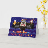 Grappig Merican Eagle 4 juli Beer and Fireworks Kaart (Gele Bloem)