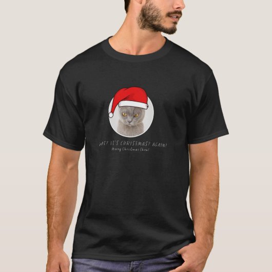 Grappig Merry Cat Christmas T-Shirt met lange mouw (Voorkant)