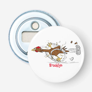 Grappig met coole cartoon illustratie kip button flesopener