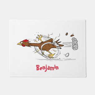 Grappig met coole cartoon illustratie kip deurmat