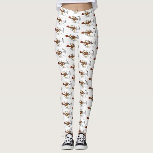 Grappig met coole cartoon illustratie kip leggings (Voorkant)