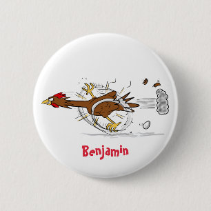 Grappig met coole cartoon illustratie kip ronde button 5,7 cm