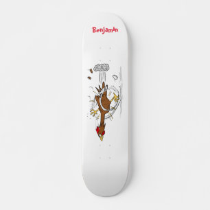 Grappig met coole cartoon illustratie kip skateboard