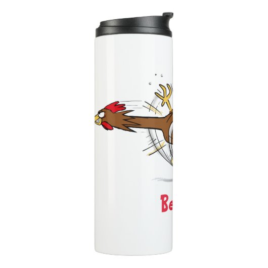 Grappig met coole cartoon illustratie kip thermosbeker (Gedraaid links)