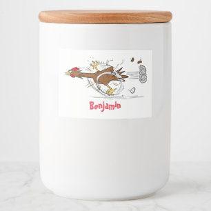 Grappig met coole cartoon illustratie kip voedselcontainer etiket