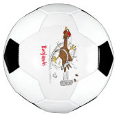 Grappig met coole cartoon illustratie kip voetbal (Gedraaid)