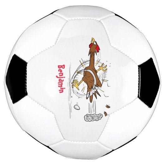 Grappig met coole cartoon illustratie kip voetbal (Gedraaid)