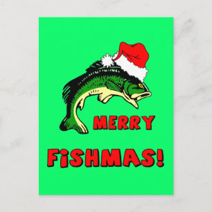 Grappig met kerstvisserij feestdagenkaart