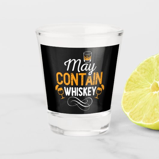 grappig met whiskey word art shot glas (Voorkant)