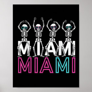 Grappig Miami Florida Halloween Skeleton Clic Grap Poster