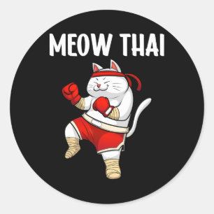 Grappig miauw thai ontwerp voor mannen vrouwen mua ronde sticker