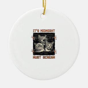 Grappig middernacht schreeuwende katten vintage sh keramisch ornament