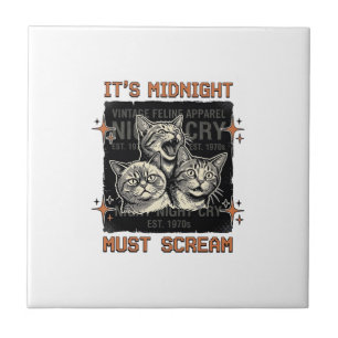 Grappig middernacht schreeuwende katten vintage sh tegeltje