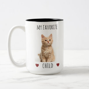 Grappig Mijn favoriete Kind 2 Foto Custom Cat Tweekleurige Koffiemok
