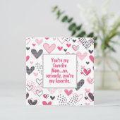 Grappig mijn favoriete mam Heart Pattern Kaart (Staand voorkant)