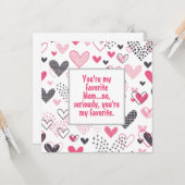 Grappig mijn favoriete mam Heart Pattern Kaart (Voorkant / Achterkant in situ)