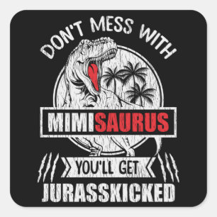 Grappig Mimi Cadeau Dinosaur Tante Humor Oma Vierkante Sticker