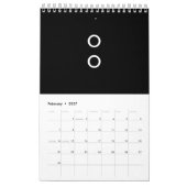 Grappig minimalisme cirkels zwart en wit kalender (Feb 2027)
