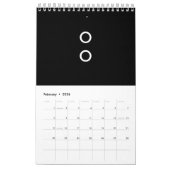 Grappig minimalisme cirkels zwart en wit kalender (Feb 2026)
