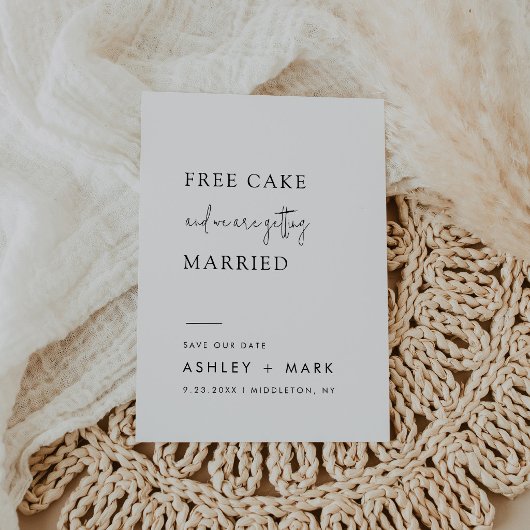 Grappig Minimalistisch Schrift Gratis Taart Trouwd Save The Date