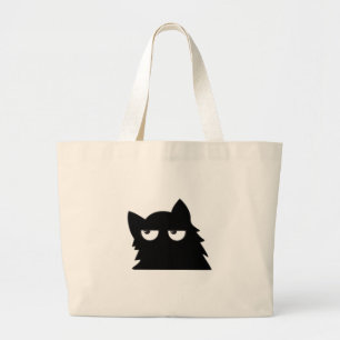 Grappig minimalistische zwarte kat ontwerp met een grote tote bag