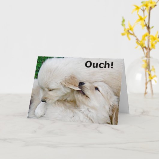 Grappig Miss You Puppy Wenskaart Kaart (Gele Bloem)