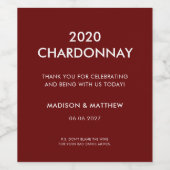 Grappig modern Bourgogne rood dank u feest bruilof Wijn Etiket (Enkel label)