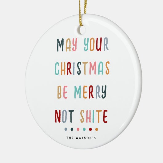 Grappig Modern Kleurrijk Gepersonaliseerd Kerstcad Keramisch Ornament (Links)