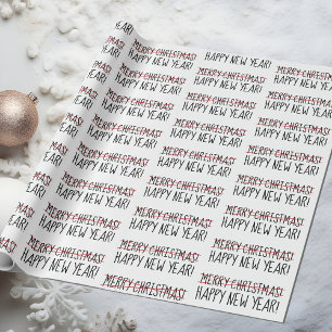 Grappig Modern Laat Vrolijk Kerstfeest Gelukkig Ni Cadeaupapier