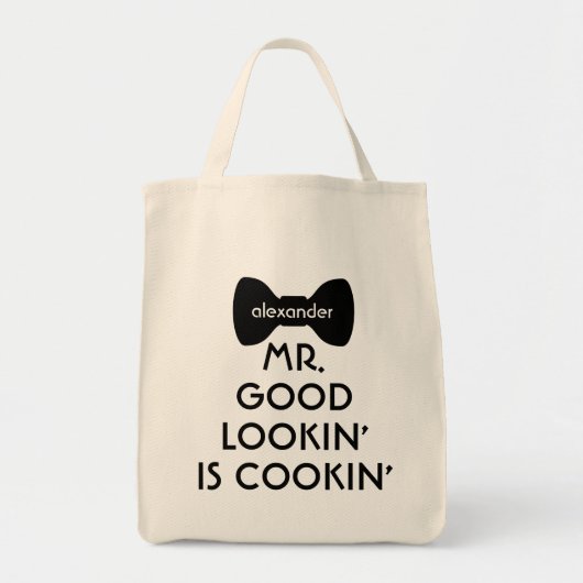 Grappig Modern Mr. Goed uitziende Cooking Bowtie Tote Bag (Voorkant)