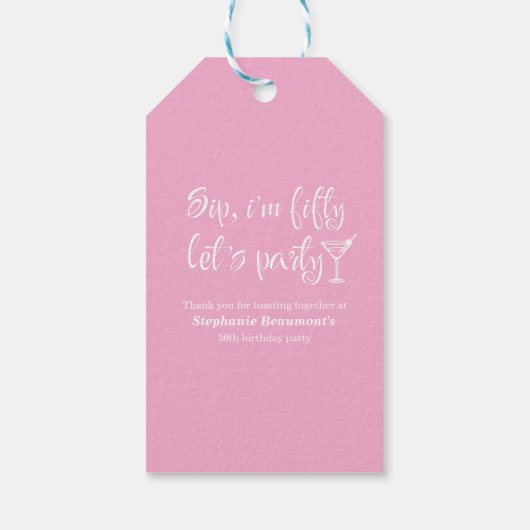 Grappig Modern Sip Ik ben 50ste verjaardag Vijftig Cadeaulabel (Achterkant)