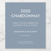 Grappig modern stoffig blauw dank u feest bruiloft wijn etiket (Enkel label)