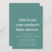 Grappig modern virtueel blauwgroen baby shower (Voorkant / Achterkant)