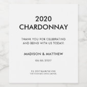 Grappig modern zwart wit dank u feest bruiloft wijn etiket (Enkel label)