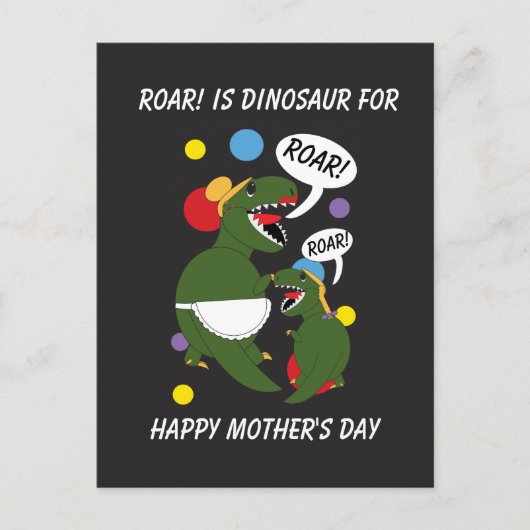 Grappig Moederdag Roar Dinosaur personaliseren Briefkaart (Voorkant)