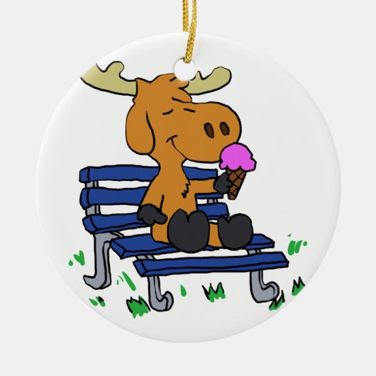 Grappig moesje dat ijs eet | Achterkleur kiezen Keramisch Ornament (Voorkant)