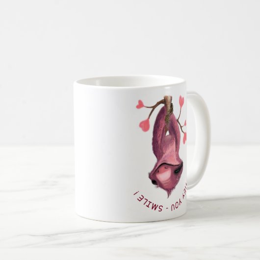 Grappig mok cadeau met speelse luiaard - Smile (Voorkant rechts)