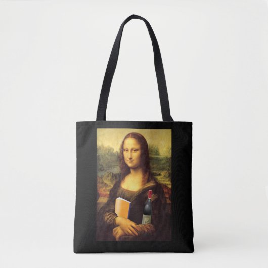 Grappig Mona Lisa boek en wijn Draagtas (Voorkant)
