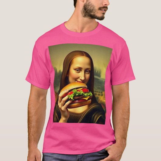 Grappig Mona Lisa Burger T-shirt (Voorkant)