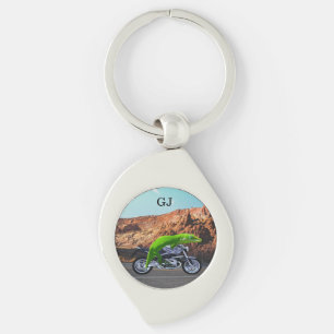 Grappig Monogram Gecko Motorfiets Pensioen Sleutelhanger