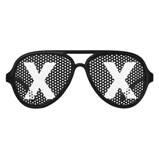 Grappig monogram initiaal letters party tinten aviator zonnebril (Voorkant)