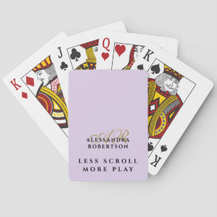 Grappig Monogram Pastel Paars Lavendel Goud Zwart Pokerkaarten