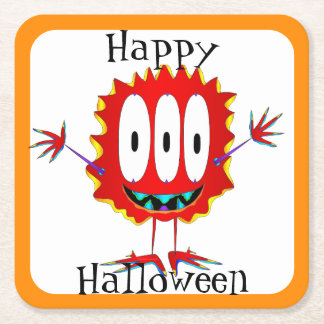 Grappig, Monster, Halloween Vierkante Kartonnen Onderzetter